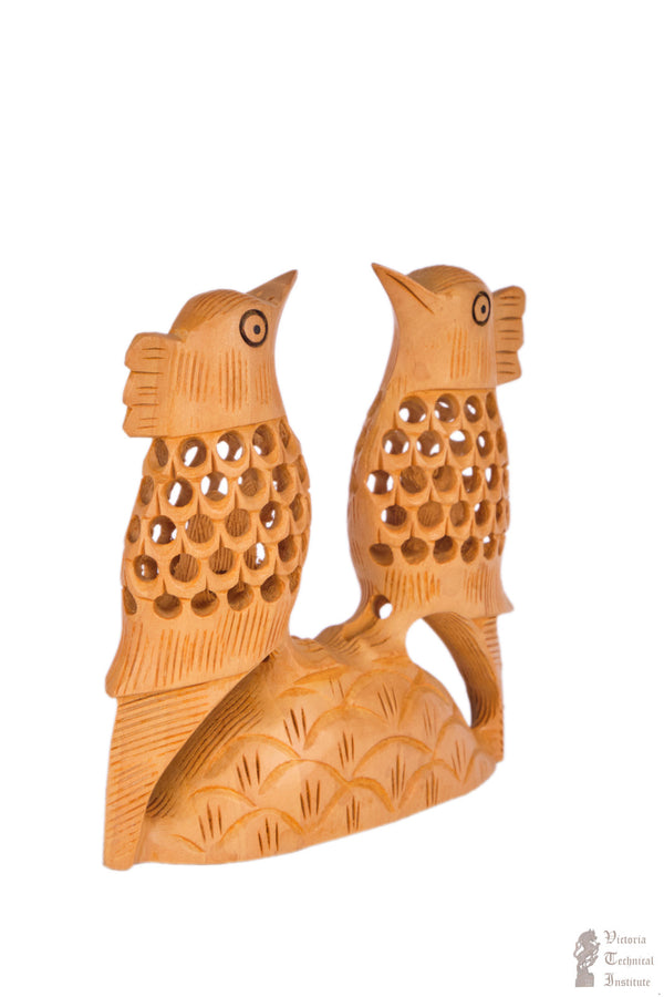 Handmade Wooden Jali Work Twin Birds