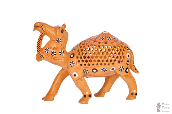 Handmade Wooden Jali Work with Inlaid Camel