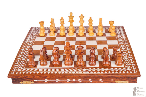 Handmade Wooden Inlaid Chess Board Set