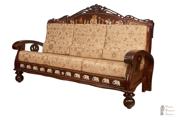 Handmade Wooden Inlaid Sofa Set (3+1+1)