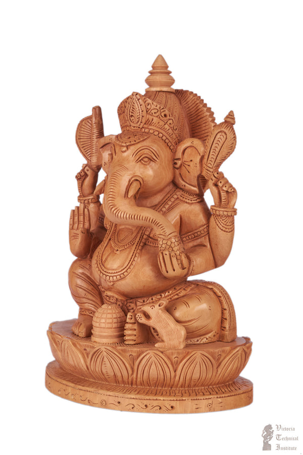 Handmade Wooden Carved Ganesha Statue