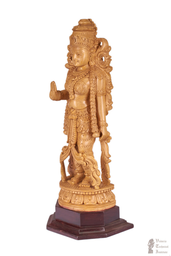 Handmade Wooden Goddess Standing Amman Statue