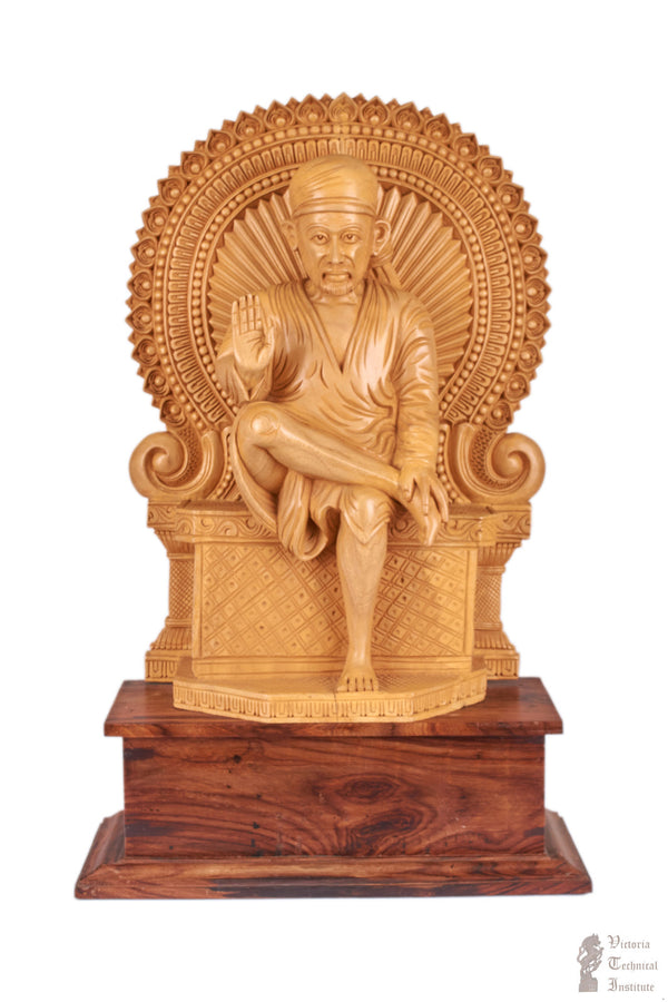 Handmade Wooden Sai Baba Statue