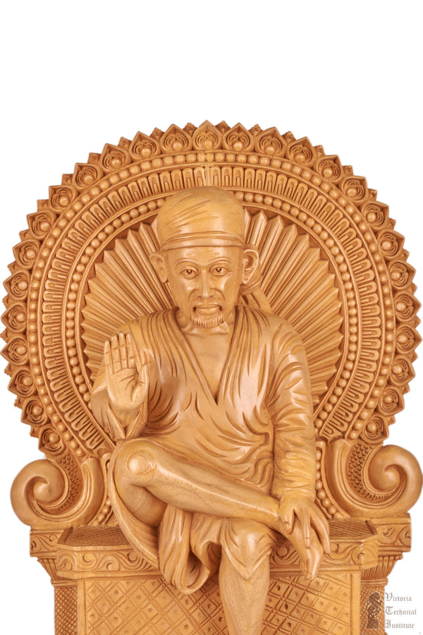 Handmade Wooden Sai Baba Statue