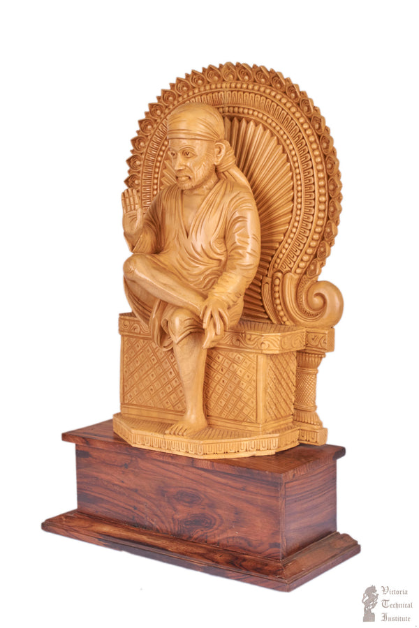 Handmade Wooden Sai Baba Statue