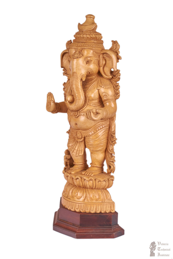 Handmade Wooden Standing Ganesha Statue