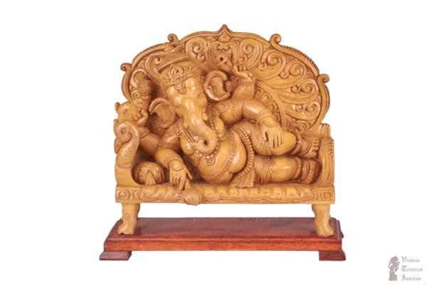 Handmade Wooden Sleeping Ganesha Statue