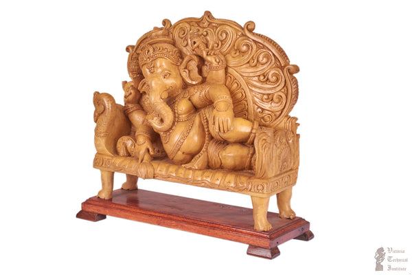 Handmade Wooden Sleeping Ganesha Statue