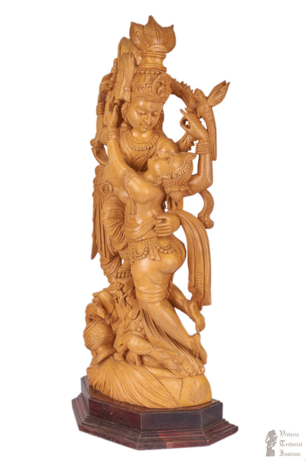 Handmade Wooden Romance Radha Krishna Statue