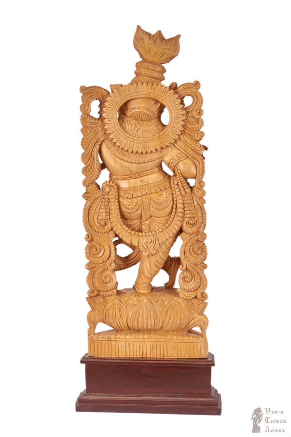 Handmade Wooden Krishna  Statue