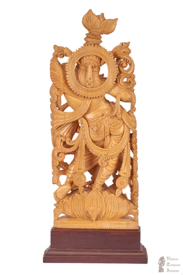 Handmade Wooden Krishna  Statue