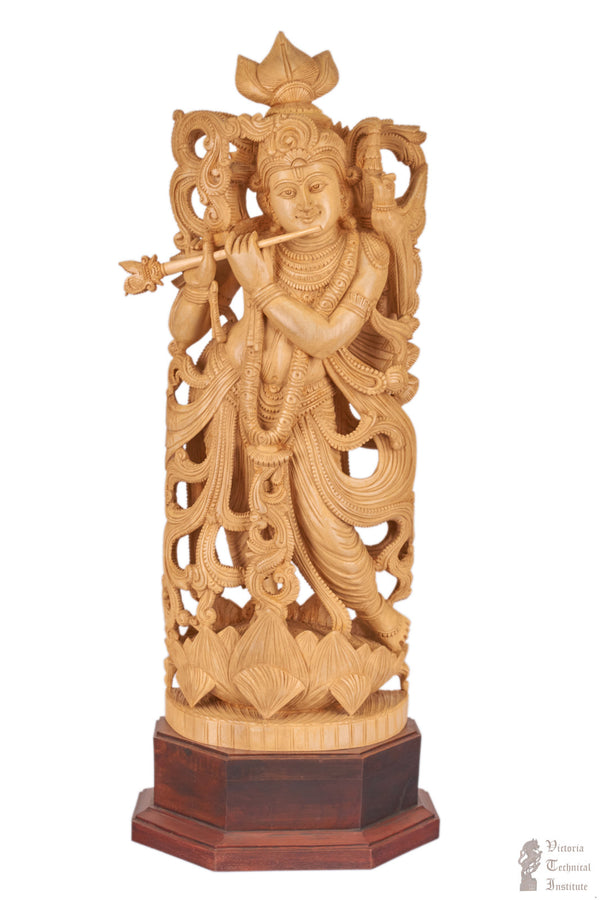 Handmade Wooden Krishna Statue