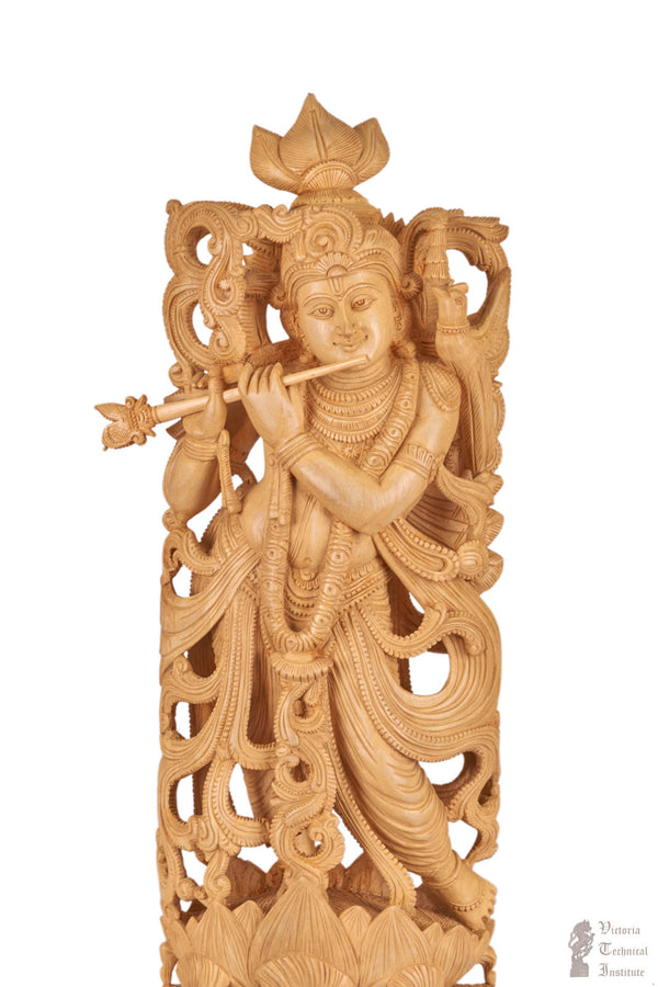 Handmade Wooden Krishna Statue