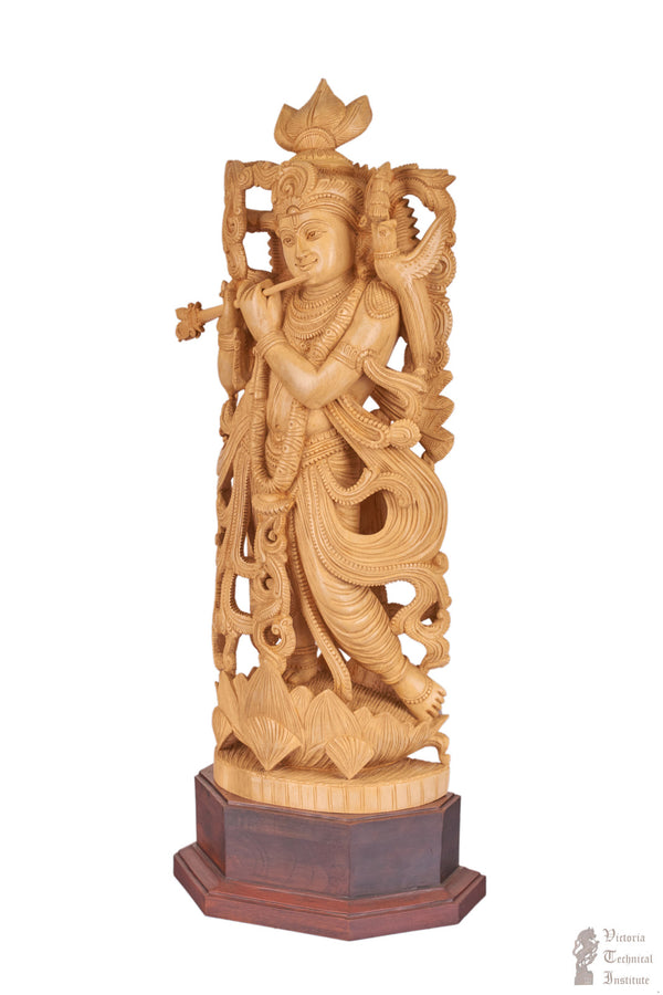 Handmade Wooden Krishna Statue