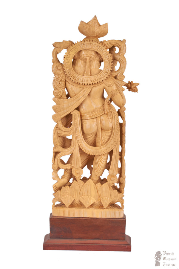 Handmade Wooden Krishna Statue