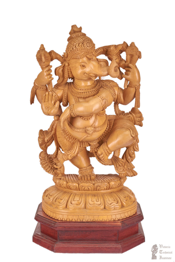 Handmade Wooden Dancing Ganesha Statue