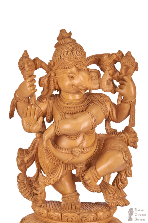 Handmade Wooden Dancing Ganesha Statue