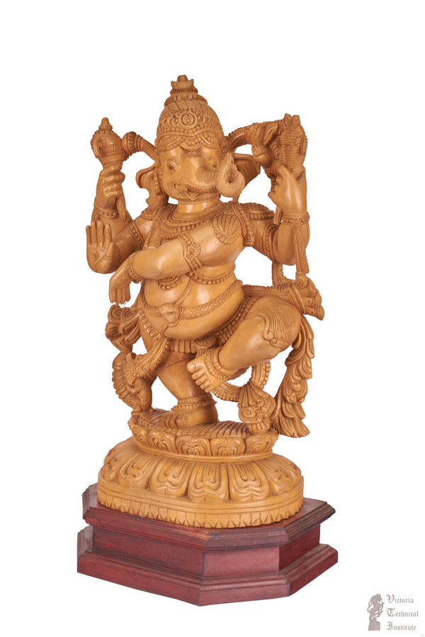 Handmade Wooden Dancing Ganesha Statue