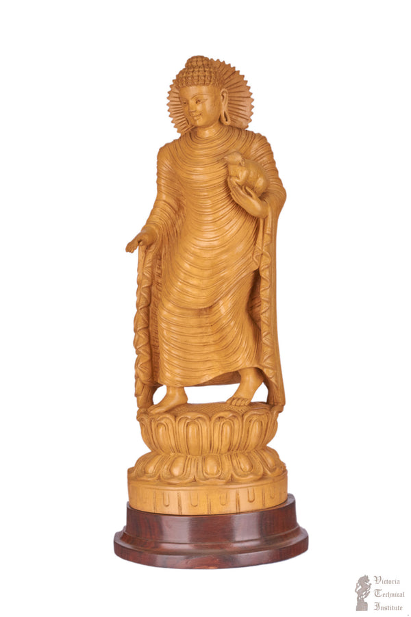 Handmade Wooden Standing Buddha Statue