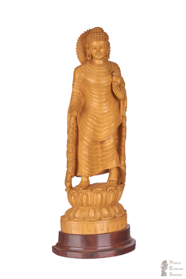 Handmade Wooden Standing Buddha Statue