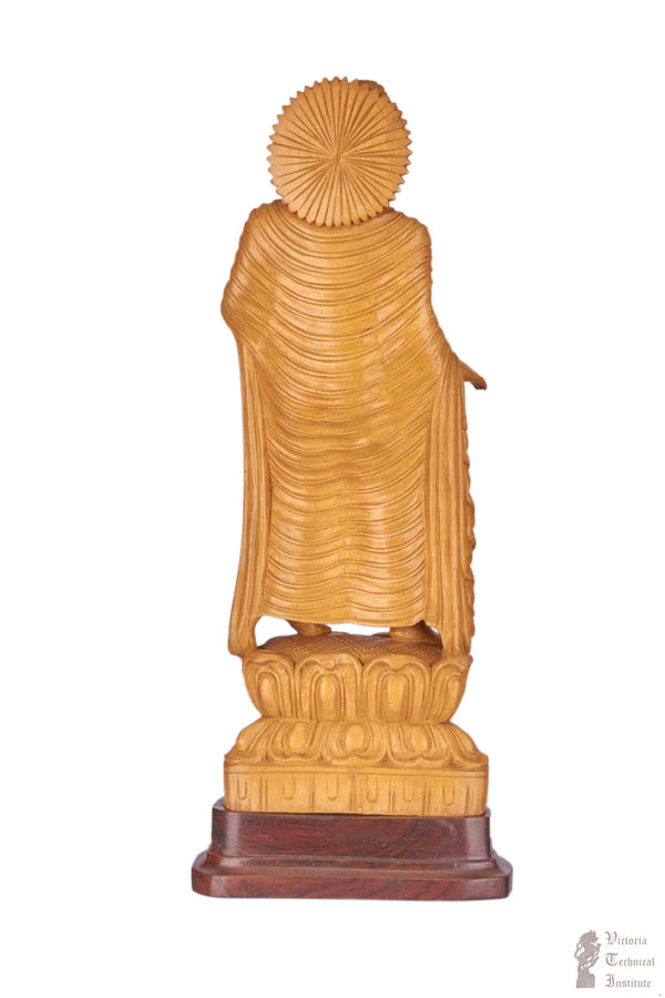 Handmade Wooden Standing Buddha Statue