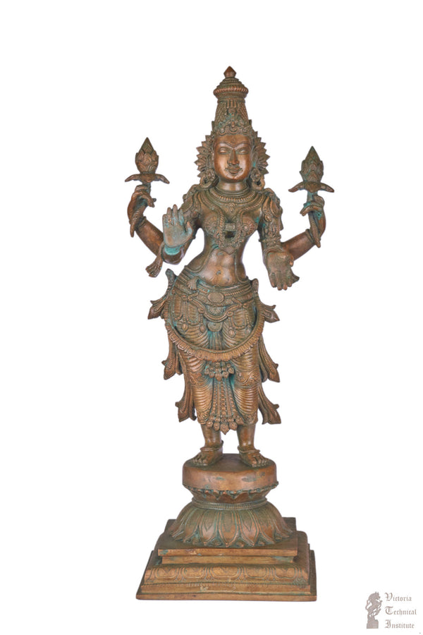 Handmade Bronze Standing Lakshmi Statue