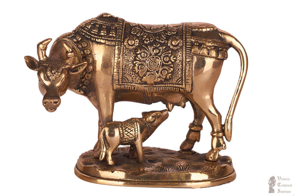 Brass Cow and Calf Statue 6