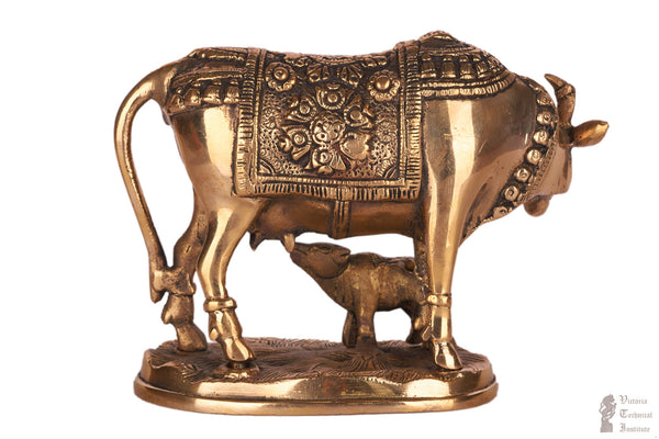 Brass Cow and Calf Statue 6