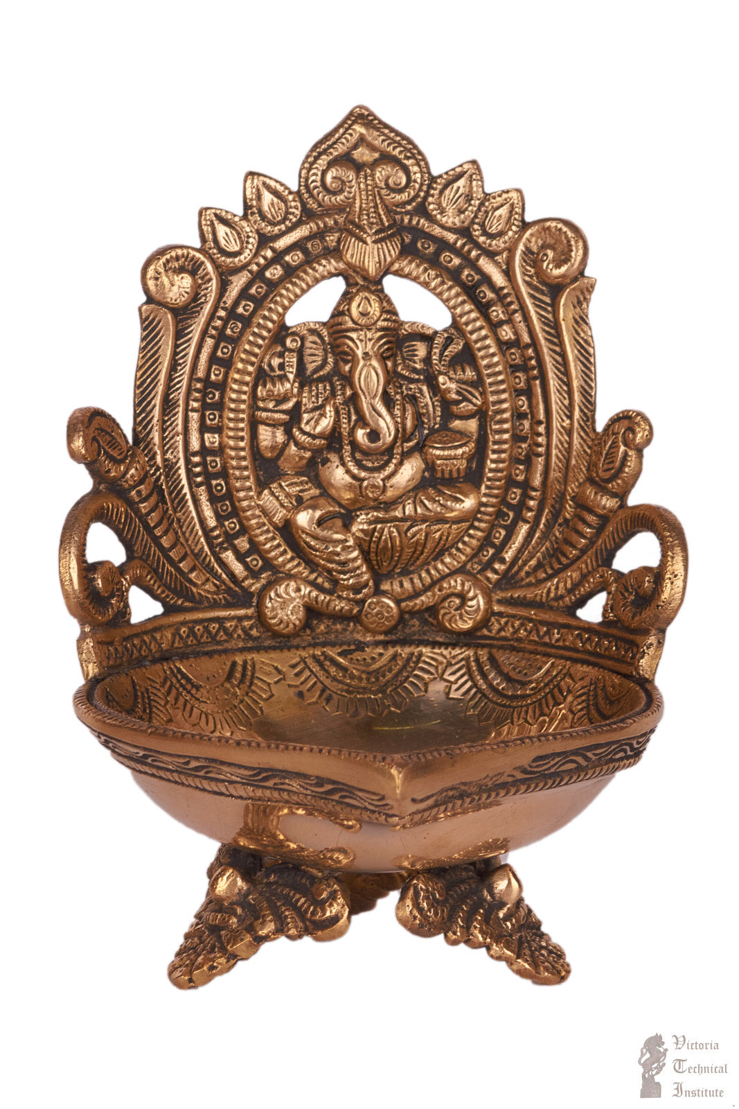 Majestic Brass Oil Lamp With Lord Ganesha – VTI HERITAGE