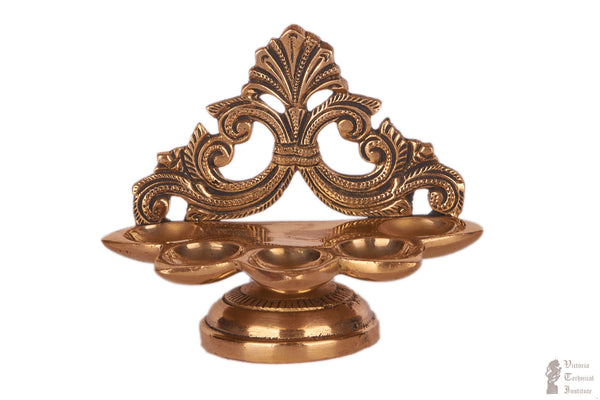 Decorative Brass Diya of Five Wick