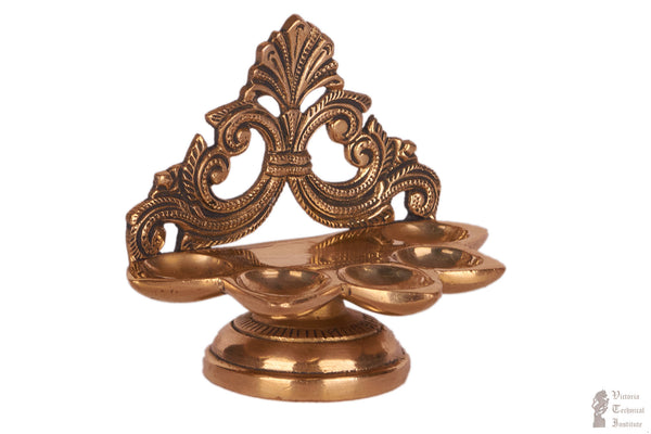 Decorative Brass Diya of Five Wick