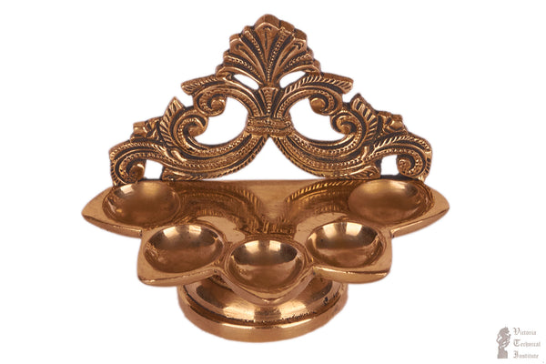 Decorative Brass Diya of Five Wick