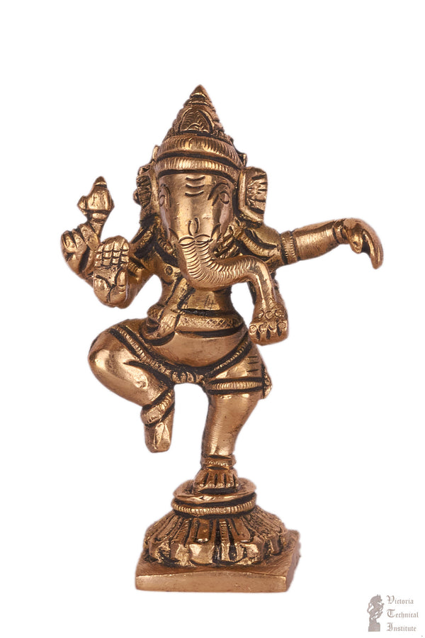 Brass Small Dancing Ganesha Statue