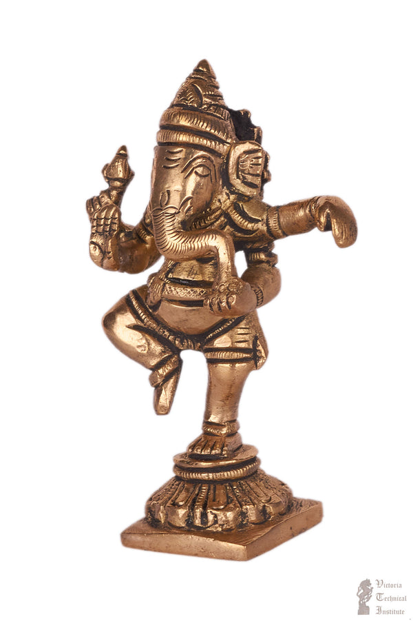 Brass Small Dancing Ganesha Statue