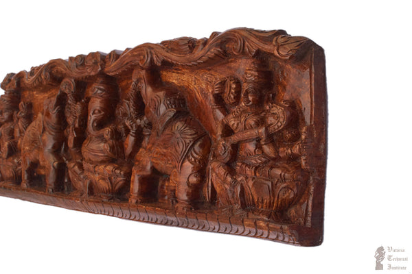 Handmade Wooden Ganesha Lakshmi Saraswathi Wall Panel