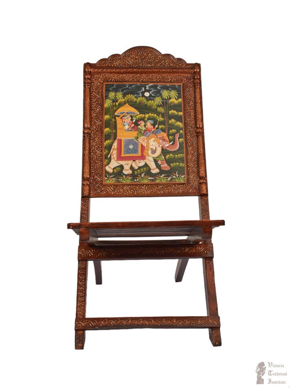 Handmade Wooden Hand-Painted Folding Chair for Home Decor