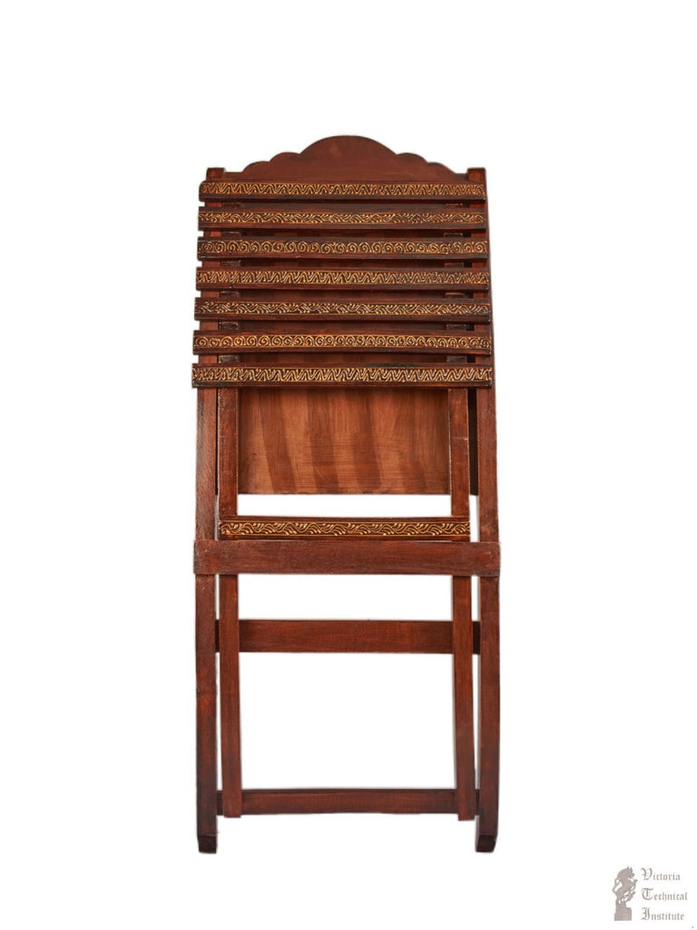 Handmade Wooden Hand-Painted Folding Chair for Home Decor – VTI