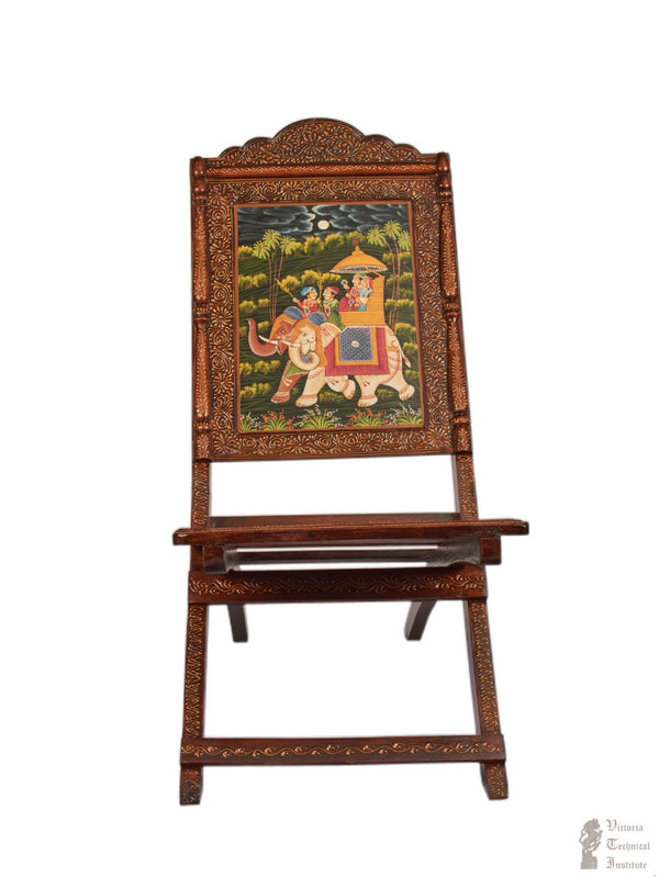 Handcrafted Wooden Hand-Painted Folding Chair for Home Decor