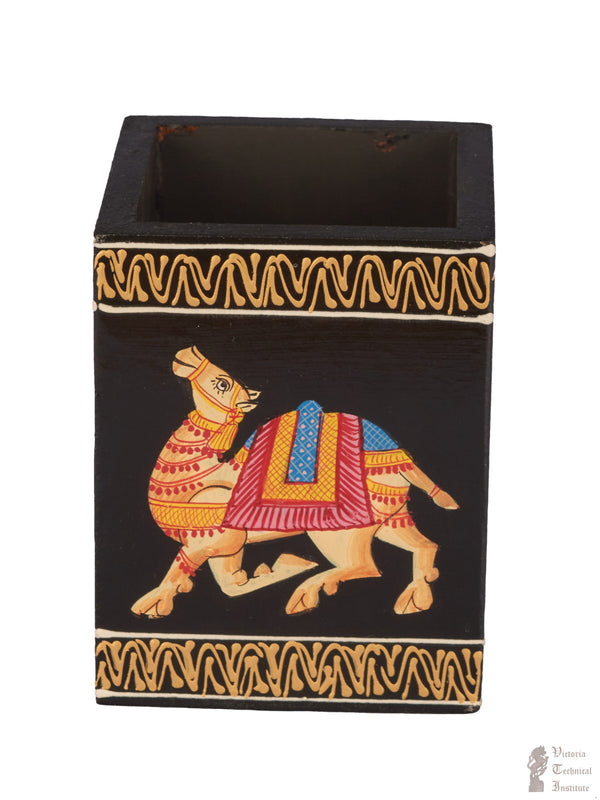 Handcrafted Wooden Painted Pen Stand