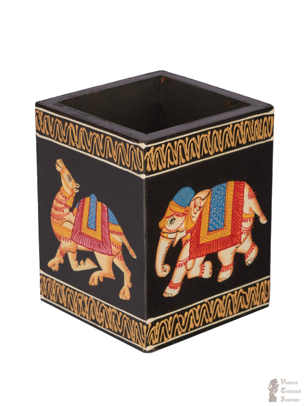 Handcrafted Wooden Painted Pen Stand