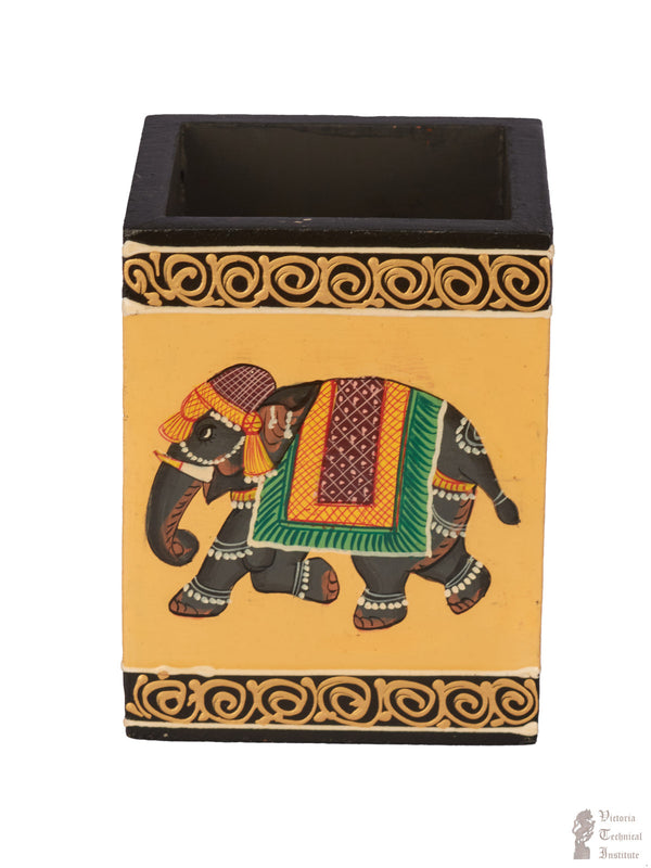 Handcrafted Wooden Painted Pen Stand