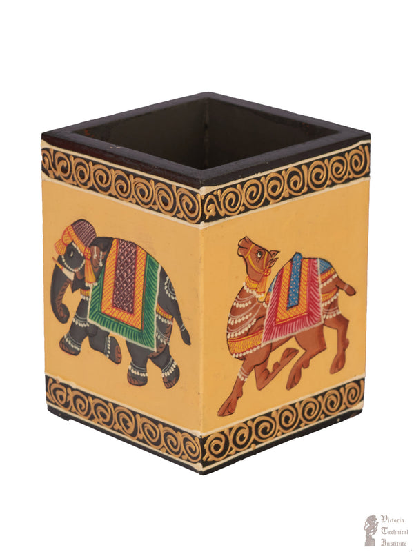 Handcrafted Wooden Painted Pen Stand