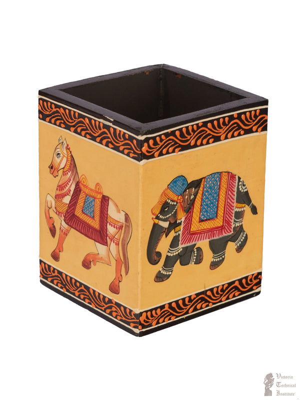 Handcrafted Wooden Painted Pen Stand