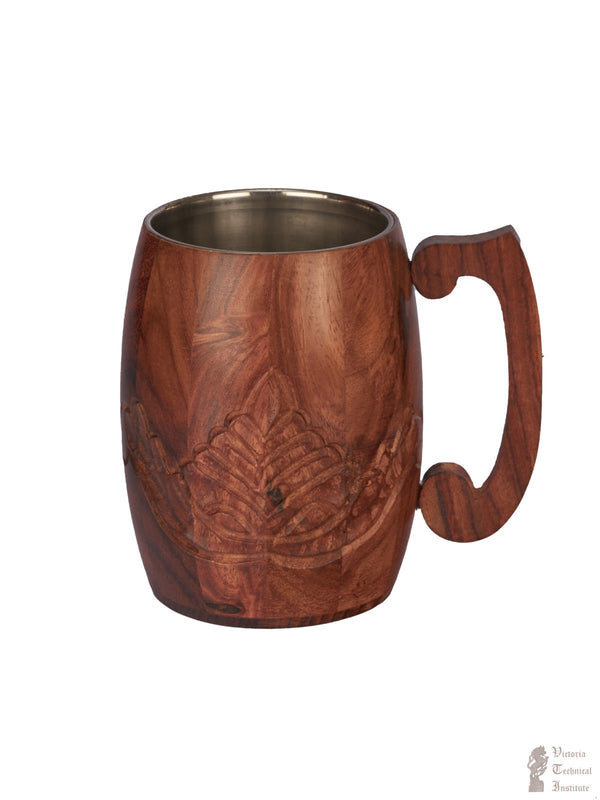 Handmade Wooden & Silver Mug