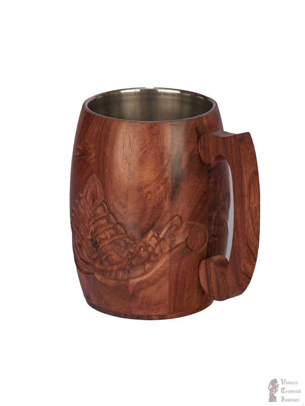 Handmade Wooden & Silver Mug