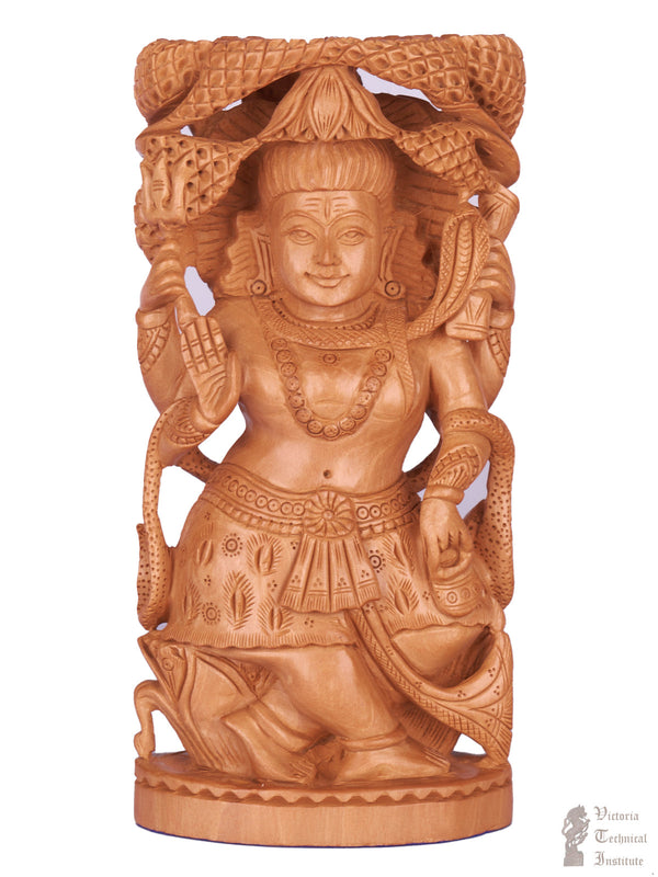 Handmade Wooden Goddess Lakshmi Statue