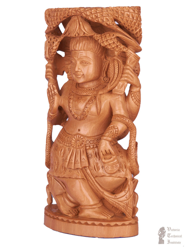 Handmade Wooden Goddess Lakshmi Statue