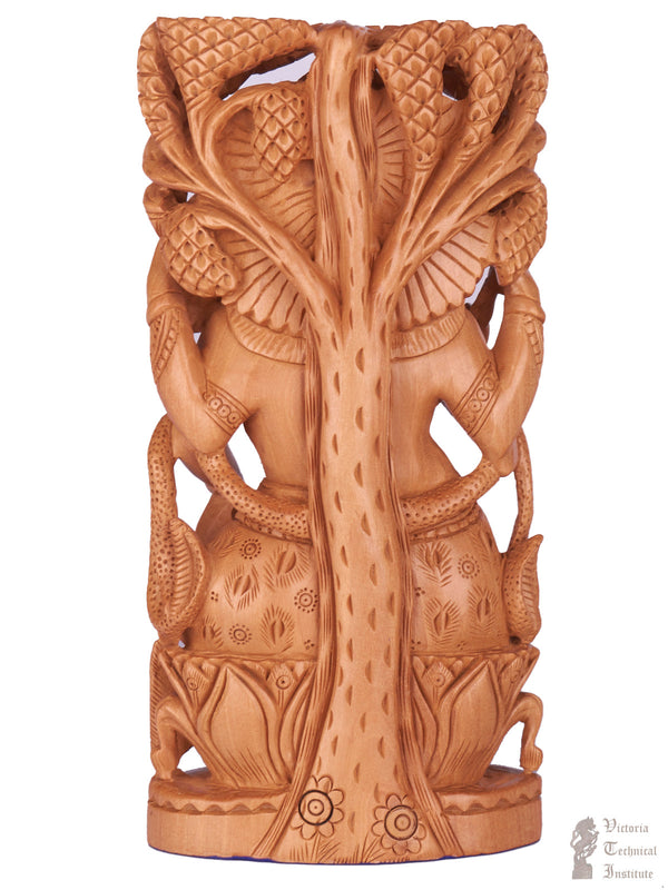 Handmade Wooden Goddess Lakshmi Statue