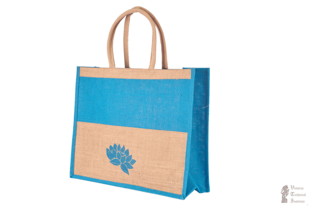 Blue Jute Tote Bag 