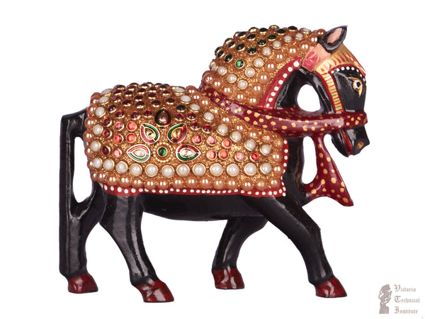 Handmade Wooden Moti Work Horse